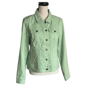 Denim mint green C&B button front jacket. SZ.M